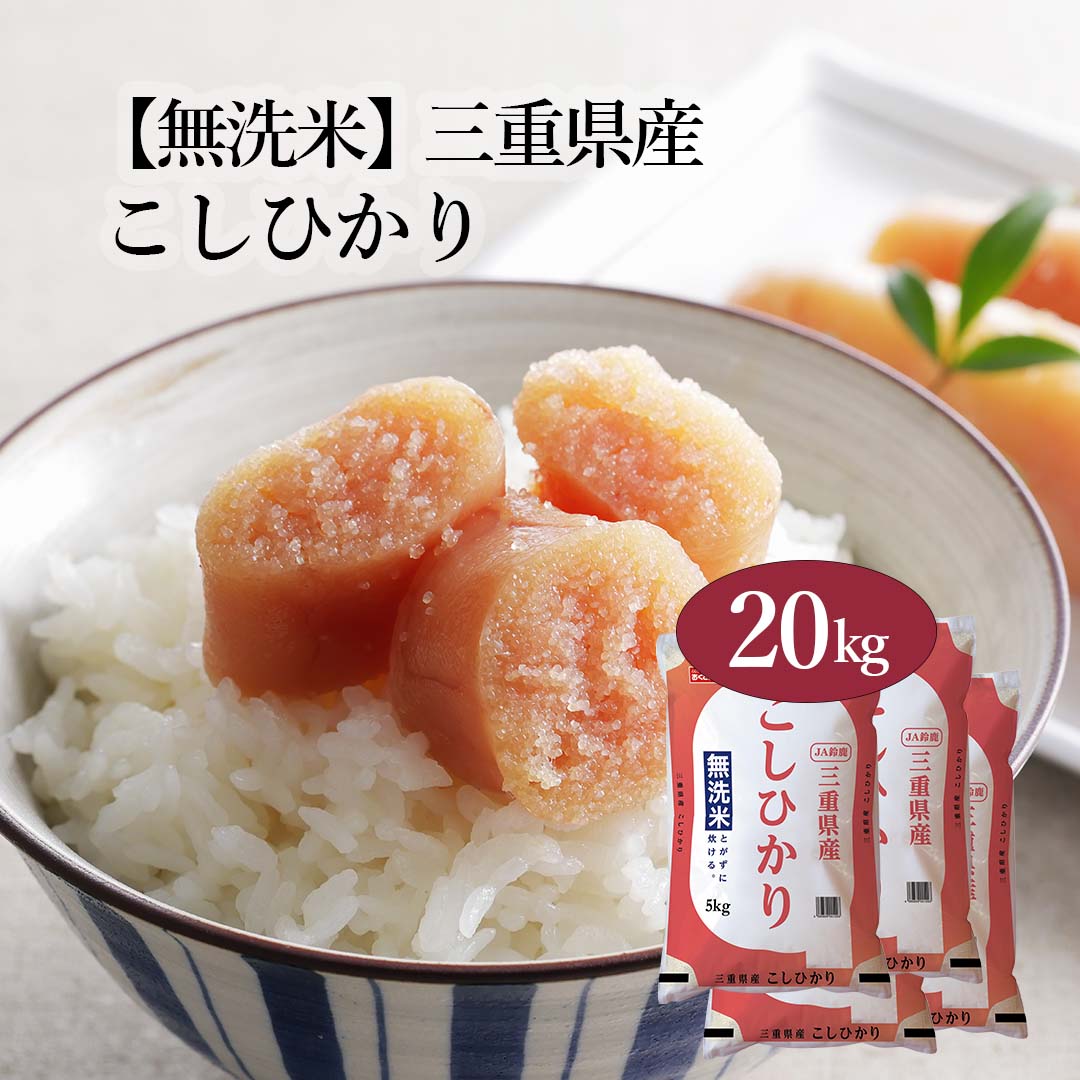 無洗米 米 三重県産 こしひかり 20kg 5kg 4セット 令和7年産 お米 こめ 20キロ 安い おこめ 白米 国産 食品 ギフト 引っ越し 挨拶 内祝い お歳暮 送料無料 おくさま印 新米