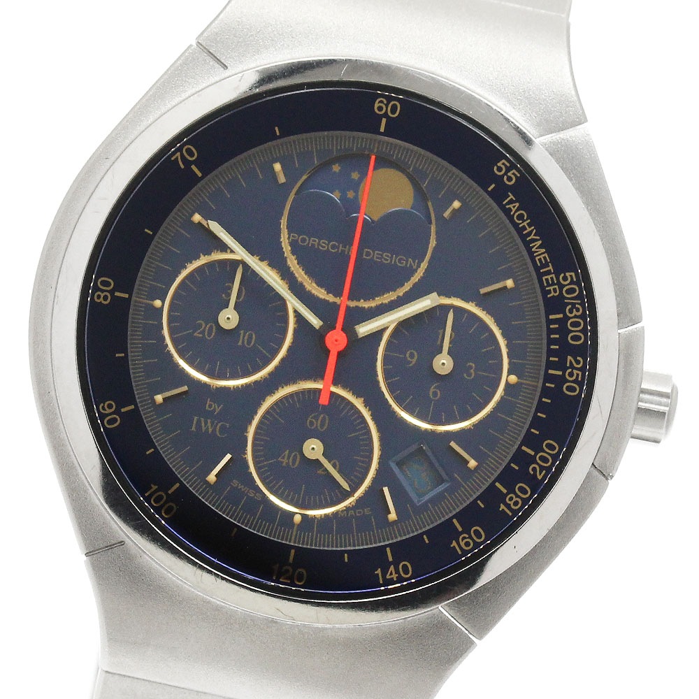ポルシェデザイン Porsche Design IW374501 by IWC ムーンフェイズ クロノグラフ クォーツ メンズ 保証書付き_962222【中古】