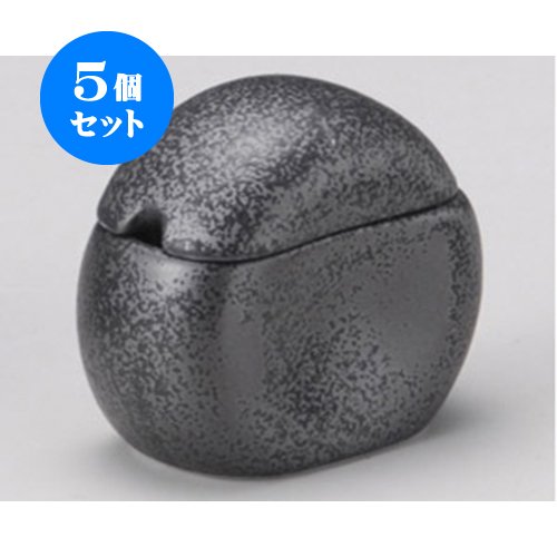 5個セット 調味料入 黒備前まどか薬味入 [7×3.6×6.2cm] 料亭 旅館 飲食店 業務用