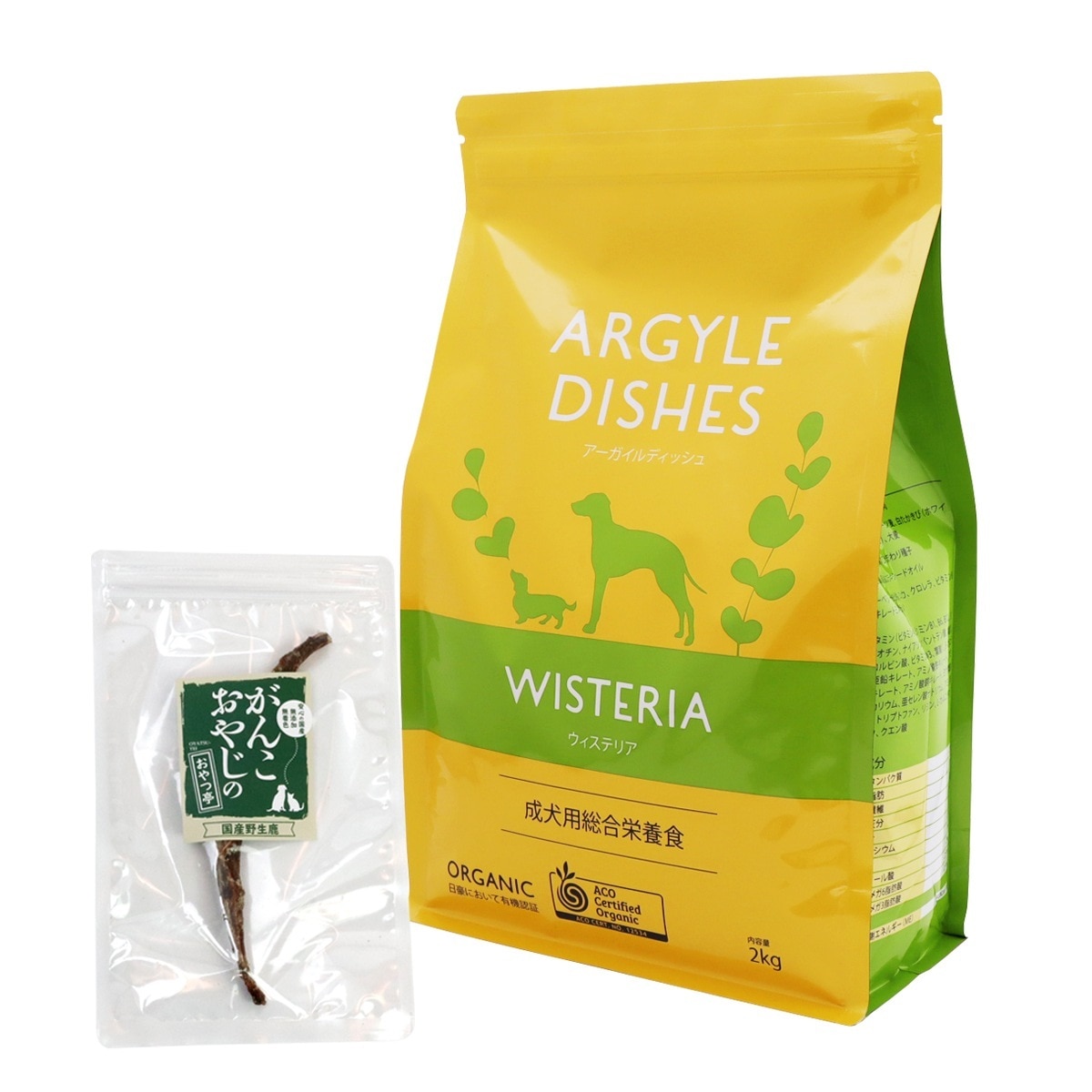 アーガイルディッシュ ドッグフードウィステリアアダルト 2kg【国産鹿のスペアリブ ミドルカット 1本入り付き】