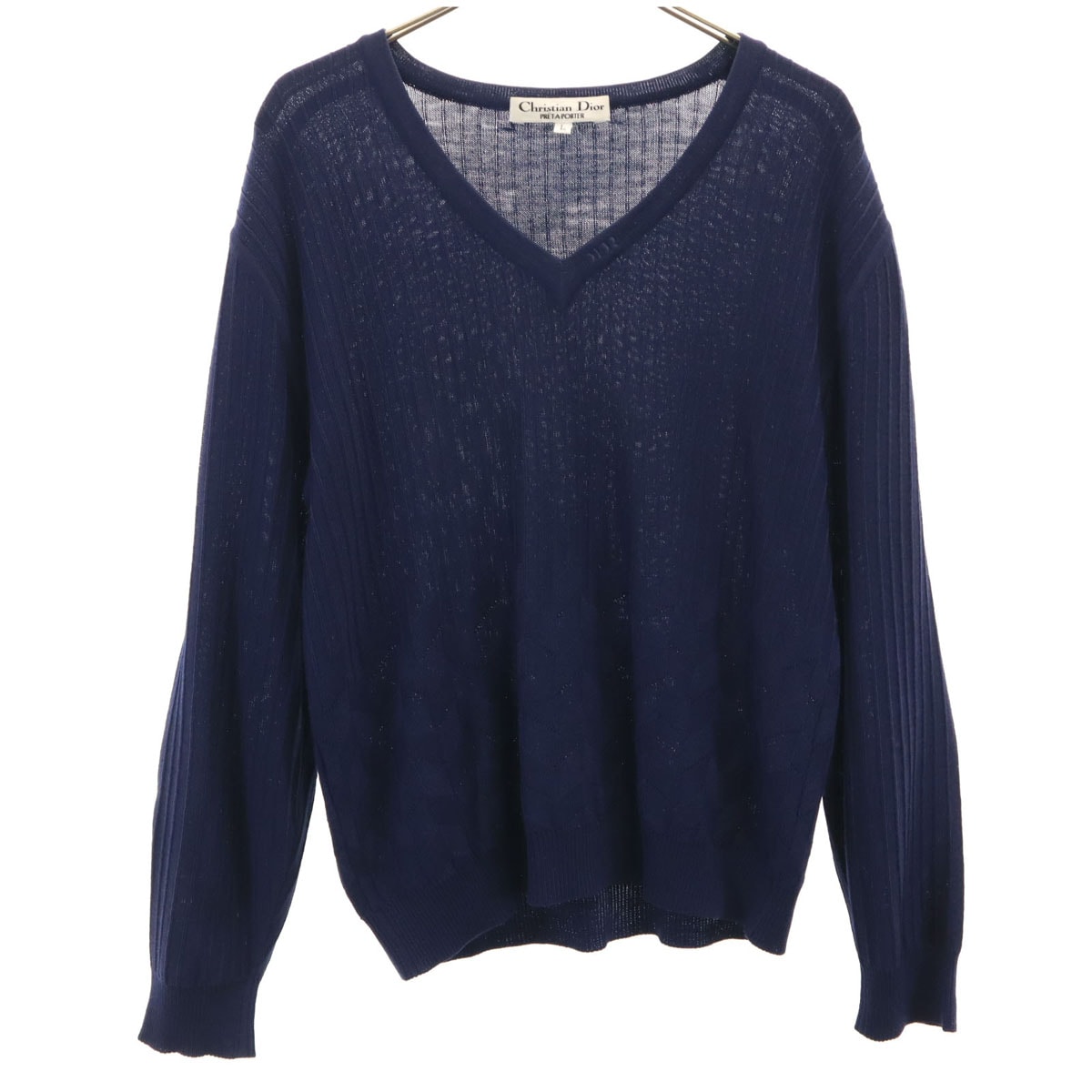 Christian Dior PRET-A-PORTER クリスチャンディオール プレタポルテ 90s オールド 長袖 ニット L ネイビー レディース 古着