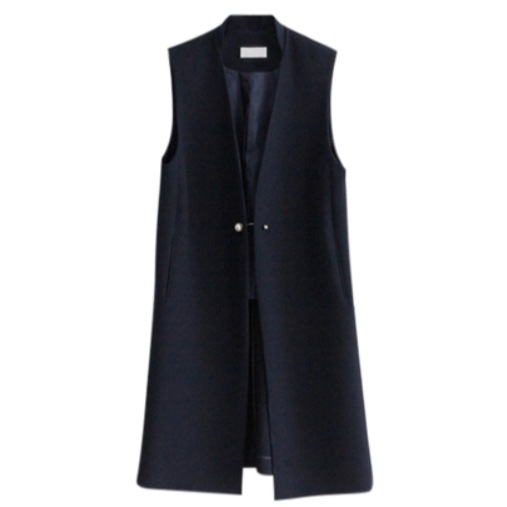 ロングベスト アウター ジャケット 膝下 ミモレ丈 袖なし ストレート Iライン ポケット 前開き 薄手 かわいい 大人可愛い きれいめ シンプル 大人 上品 おしゃれ お洒落 かっこいい 大人可愛い