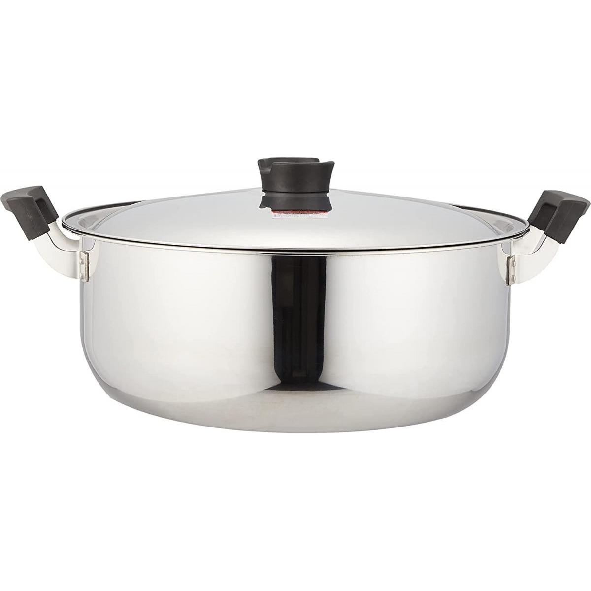 ベストコ 郷の味鍋 36cm ステンレス 鍋 ND-6019 両手鍋 IH オール熱源対応 ミラー仕上げ 持ちやすい フタ付