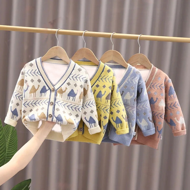 2024年新作子供用セーターカーディガン男の子ベビー子供服春秋セーターセータージャケット