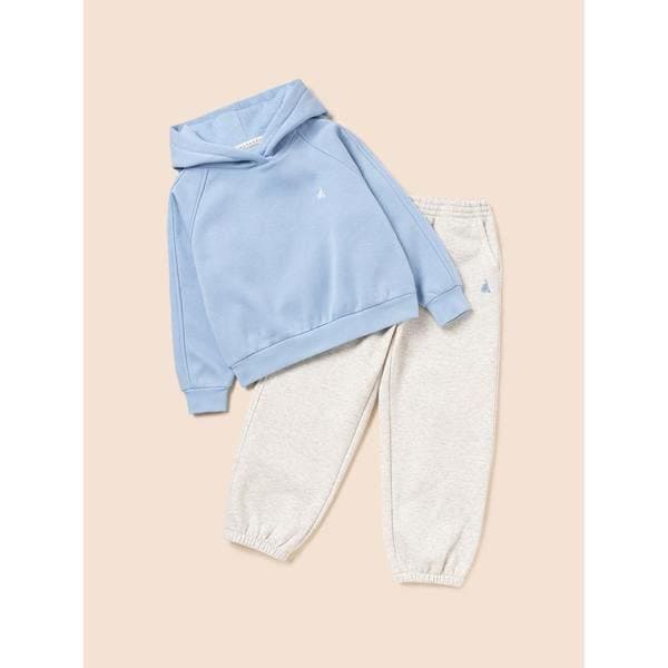 [BEANPOLE KIDS] 女児 ベーシック 裏起毛 フード付きスウェット 上下セット スカイブルー (BI5X41G03Q)