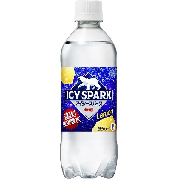 アイシースパークレモン 490ml PET 炭酸水 ペットボトル 4ケース 24本　 合計96本