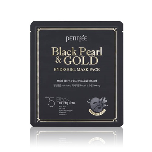 ツヤ 充電 ブライトニング 黒真珠 ゴールド ハイドロゲル クーリング マスクパック 5枚2個