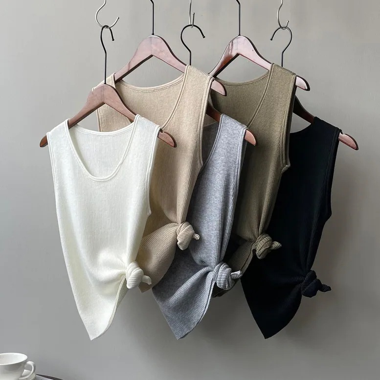 5color レディース リブニットタンクトップ トップス インナー タンクトップ キャミソール