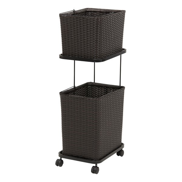 ランドリーラック ダークブラウン・幅30×奥行40×高さ97cm バスケット2個タイプ RAN-2427DBR