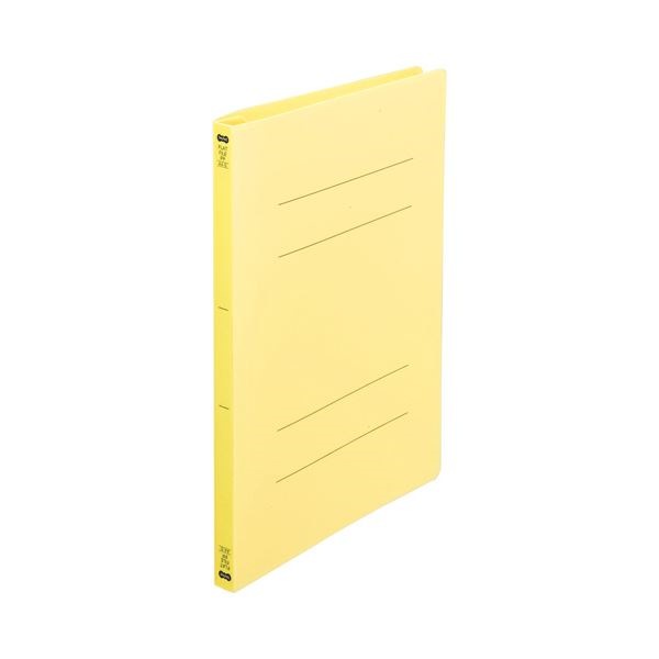 （まとめ） TANOSEEフラットファイル（再生PP） A4タテ 150枚収容 背幅18mm イエロー1セット（25冊:5冊5パック） 10セット
