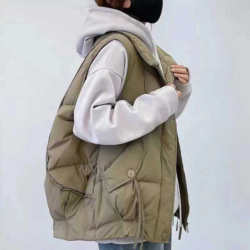 新作 ダウン綿ベスト おしゃれ ジャケット アウター ゆったり シンプル ベスト ノースリーブトップス 4,918円