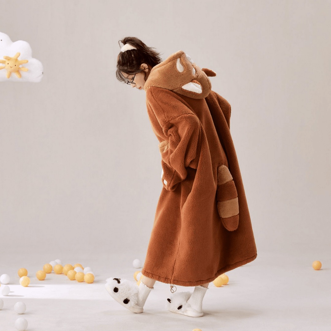 厚手で可愛いコーラルベルベットパジャマとナイトガウンぬいぐるみ冬暖かい子犬