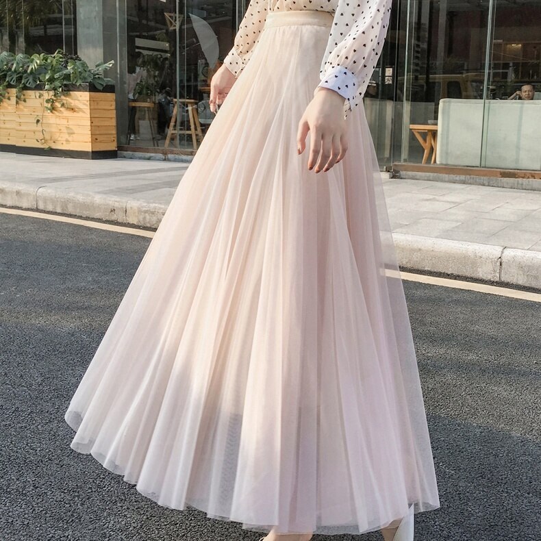 9color レディース スカート ミモレ ミモレ丈 ロング ロング丈 Aライン チュール 透け感
