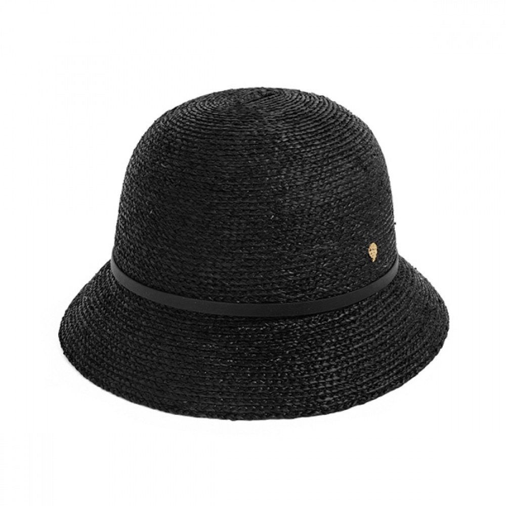 Helen Kaminski HAT50172 CABK Vesa 6 チャコールブラックレザートリムクローシュバケットハット