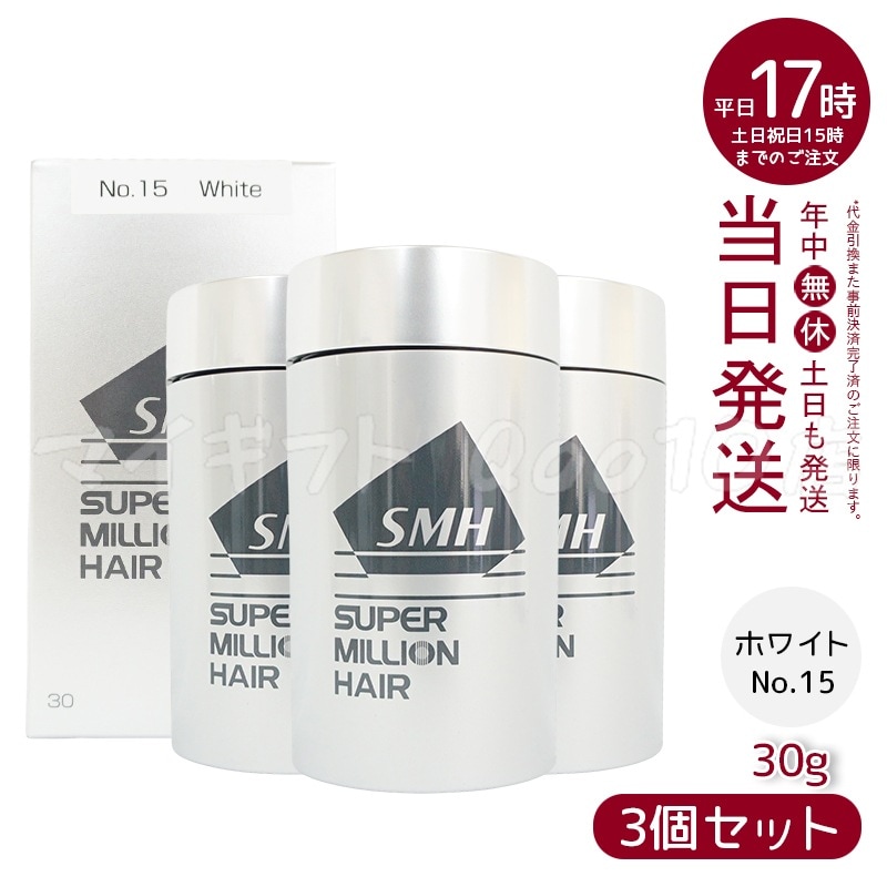 【3個セット】ルアン スーパーミリオンヘアー 30g No.15 ホワイト 髪 頭 薄毛隠し 分け目 ボリューム ふりかけ 植物系抗菌繊維