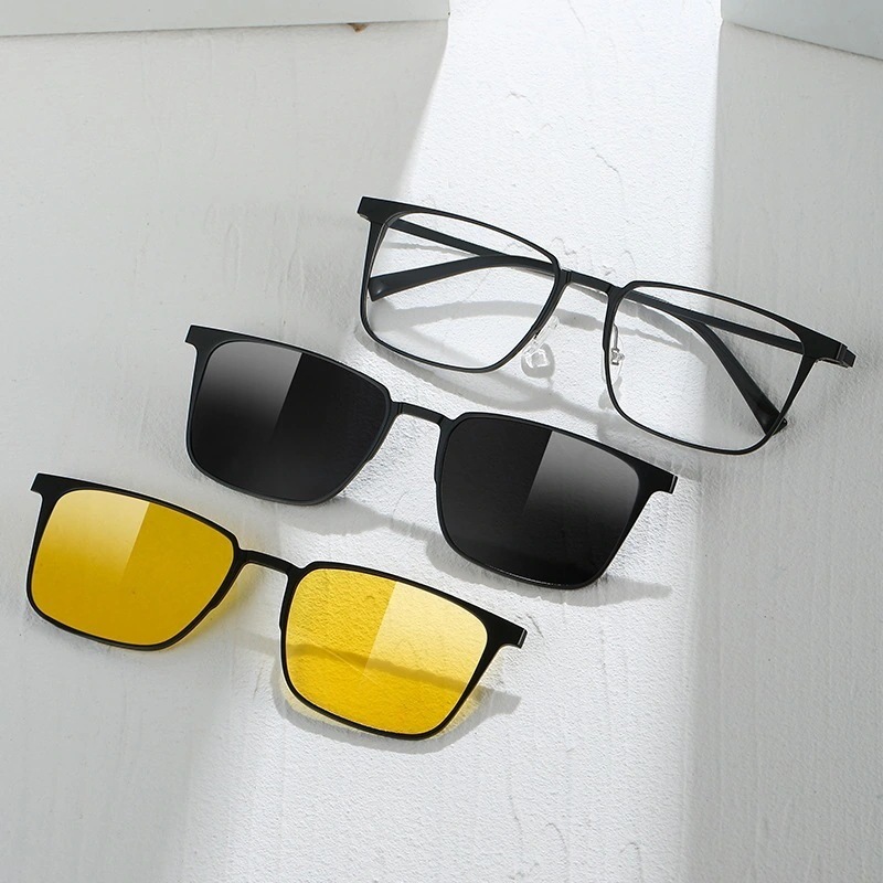 金属カバーミラー夜視鏡近視鏡フレームサングラス偏光サングラス磁気吸眼鏡UVカット眼鏡サングラス