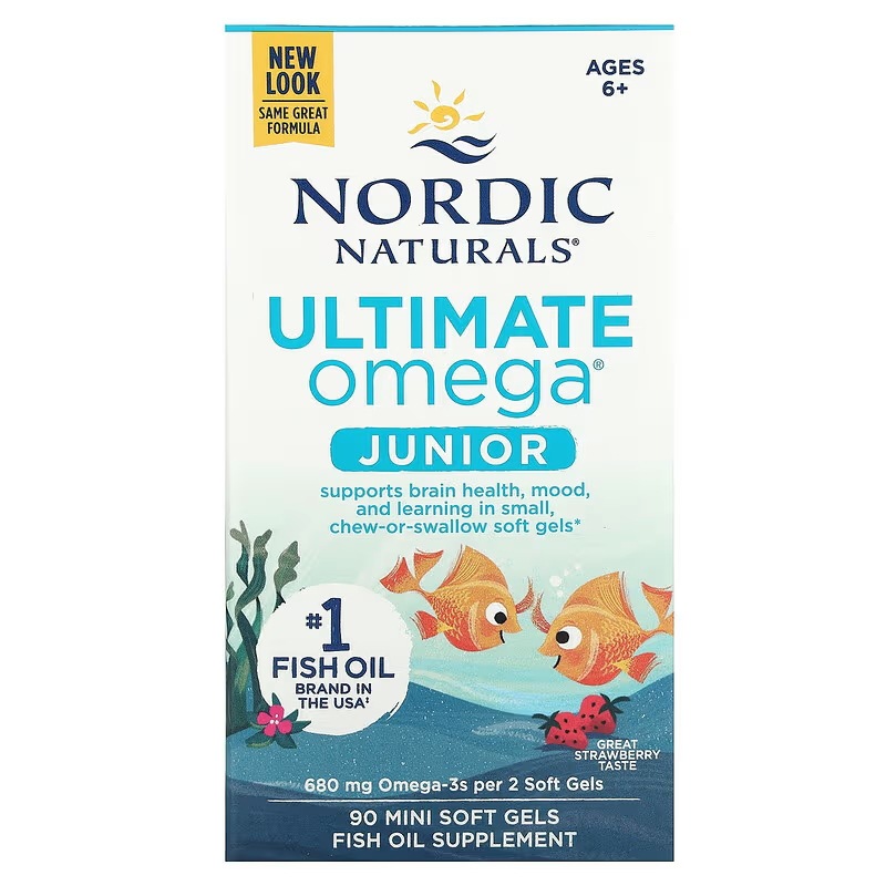 Nordic Naturals Ultimate Omega ジュニア 6～12歳 ストロベリー 680mg ミニソフトジェル 90粒（1粒あたり340mg）