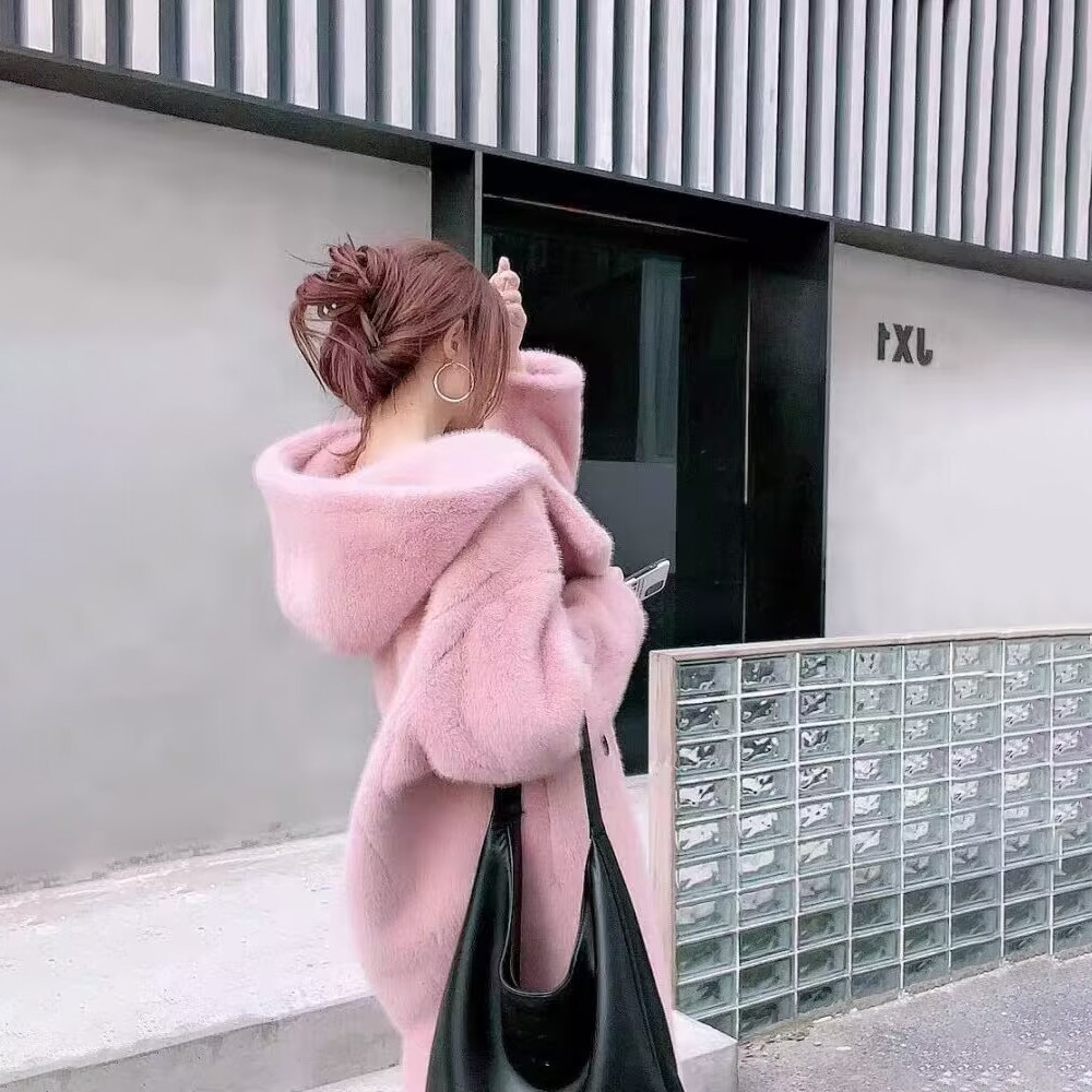 【2枚購入で 2oo円OFF!】 2025秋 新作 フェイクミンク フード付き ダブルプラケット アウター レディース 合ムートン風デザイン ファーコート エレガント 通勤 コート レディース 冬