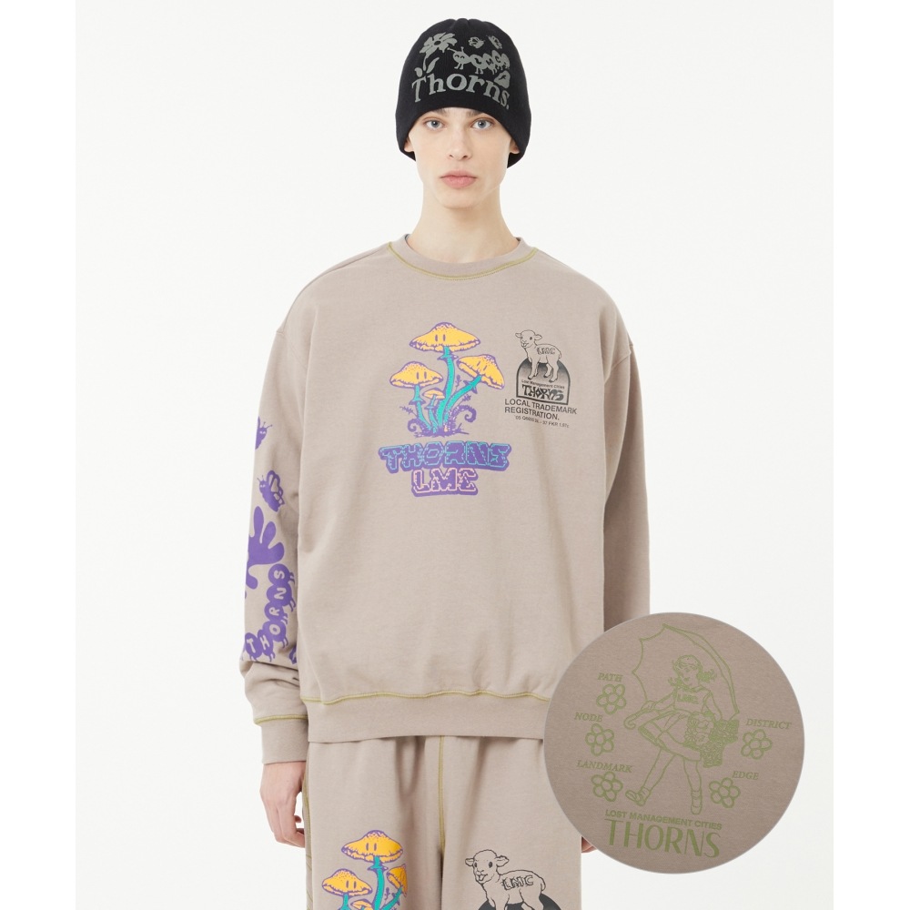LMC THORNS COLLAGE CNTRST ST スウェットシャツ サンド