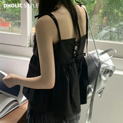 バックレースアップペプラムキャミソール・p567931