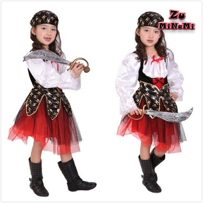 ハロウィン 海賊 仮装 2点セット 子供 パイレーツ 女の子 キャラクター衣装 カリビアン コスチュ