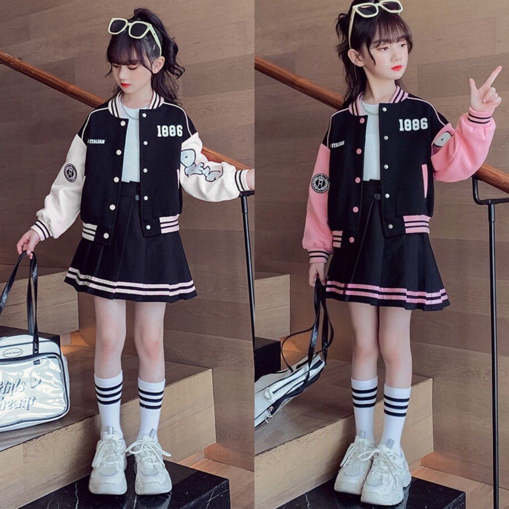 ピピネ服屋女子小学生ベースボール86春秋ジャケットプリーツスカート上下セット