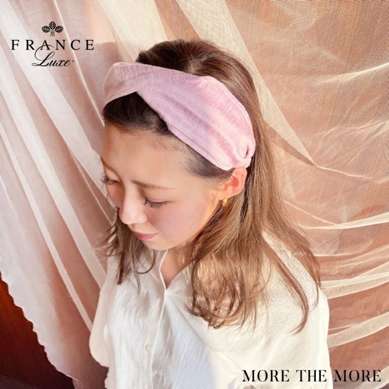 France Luxe フランス ラックス ツイスト スカーフ ヘッド バンド（シルク マトカ ブラッシュ） 絹 カチューシャ 長時間 痛くない ヘアバンド おしゃれ 高級 まとめ髪 ヘアアクセサリー