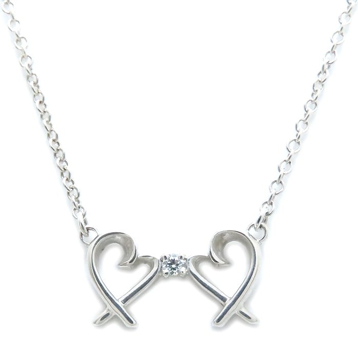 ダブルラビングハート ネックレス 1Pダイヤモンド パロマピカソ シルバー925/294176【中古】