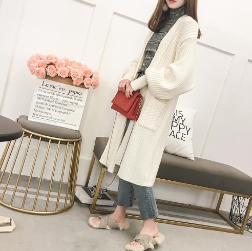 ニットロングカーディガン 0418