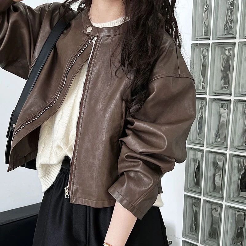 ライダーズ ジャケット 欧美風 レトロ 小柄 ファスナー レディース アウター コート レザージャケット メガ割30%までに制限