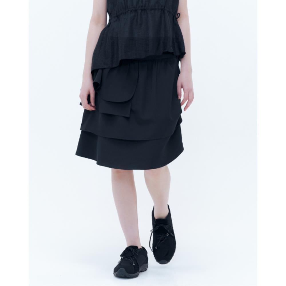 MISEKI SEOUL Unbalanced layers midi skirt BLACK MSK252SK 14,368円