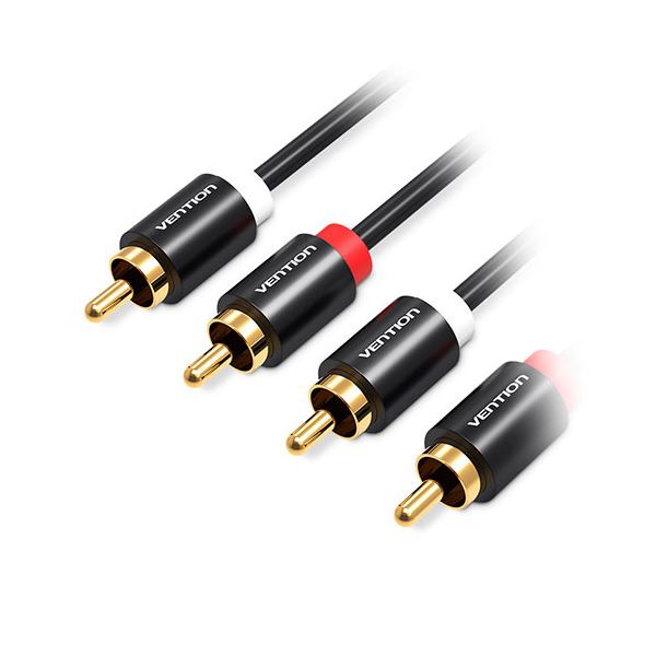 [5本セット] VENTION 2RCA Male to Male オーディオケーブル メタルタイプ 1m ブラック VA-6340X5