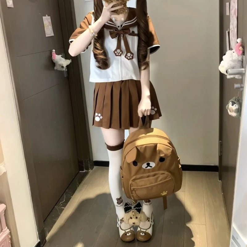 女子高生風JK制服 日本の可愛い女性用セット夏用カラーブロックセーラーカラートップスとプリーツスカートのツーピースセット