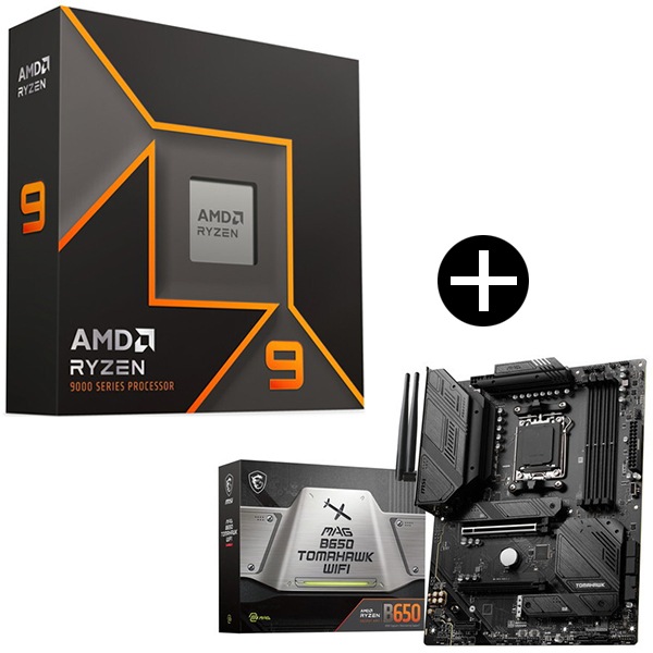 Ryzen 9 9950X W/O Cooler WOF (16C/32T 4.3GHz 170W) CPU + MSI MAG B650 TOMAHAWK WIFI マザーボード セット