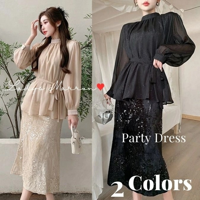 今だけ！オケージョンドレス オケージョン セットアップ スパンコールドレス パーティードレス 韓国 成人式ドレス 同窓会ドレス お呼ばれドレス 結婚式 プチプラ ワンピース 結婚式お呼ばれドレス 結婚