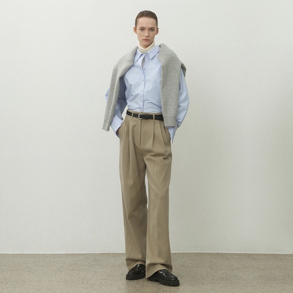 (PT-5610)ESSENTIAL WARM CHINO TWO-TUCK PANTS S