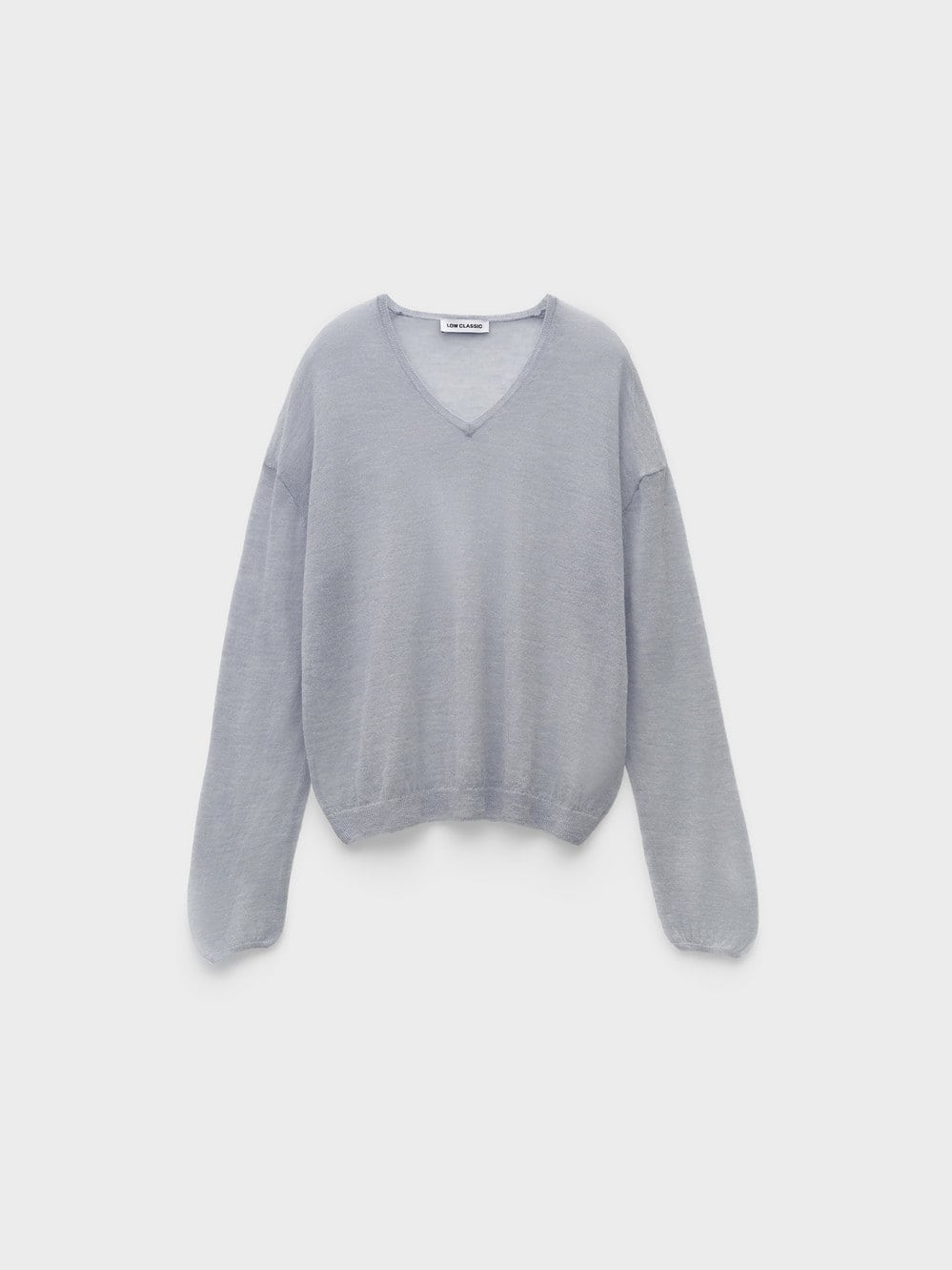 【LOW CLASSIC】 26SS SEE-THROUGH V-NECK KNIT PULLOVER : GREY