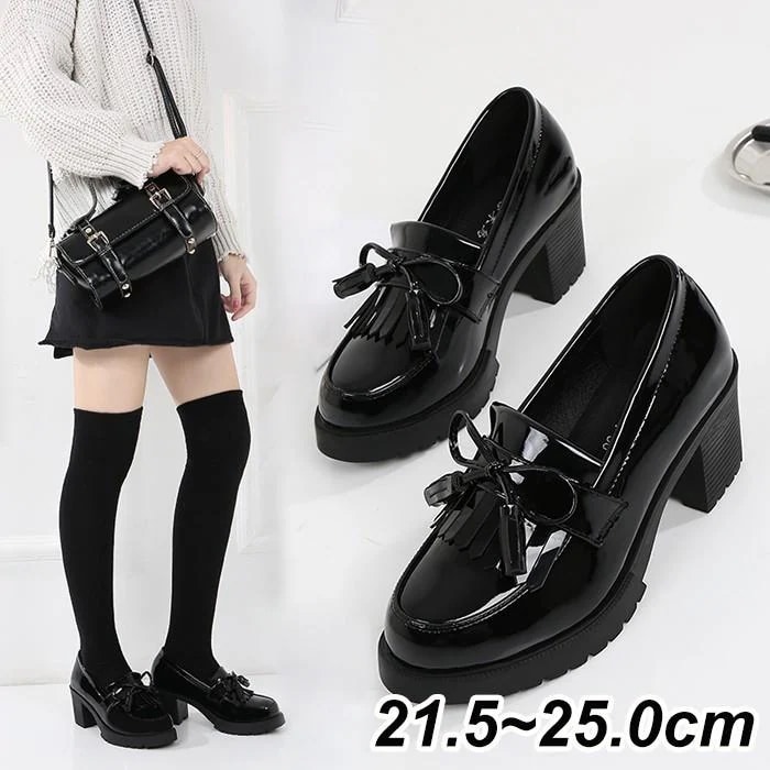 ローファー レディース 太ヒール ミドルヒール 歩きやすい ヒールローファー オフィス きれいめ 入学式 卒業式通学 21.5-25.0