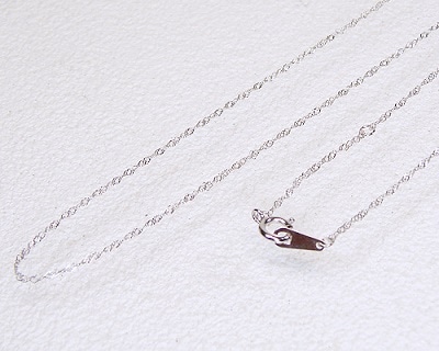 K18WGチェーンネックレス 繊細スクリューチェーン40センチレギュラーサイズ