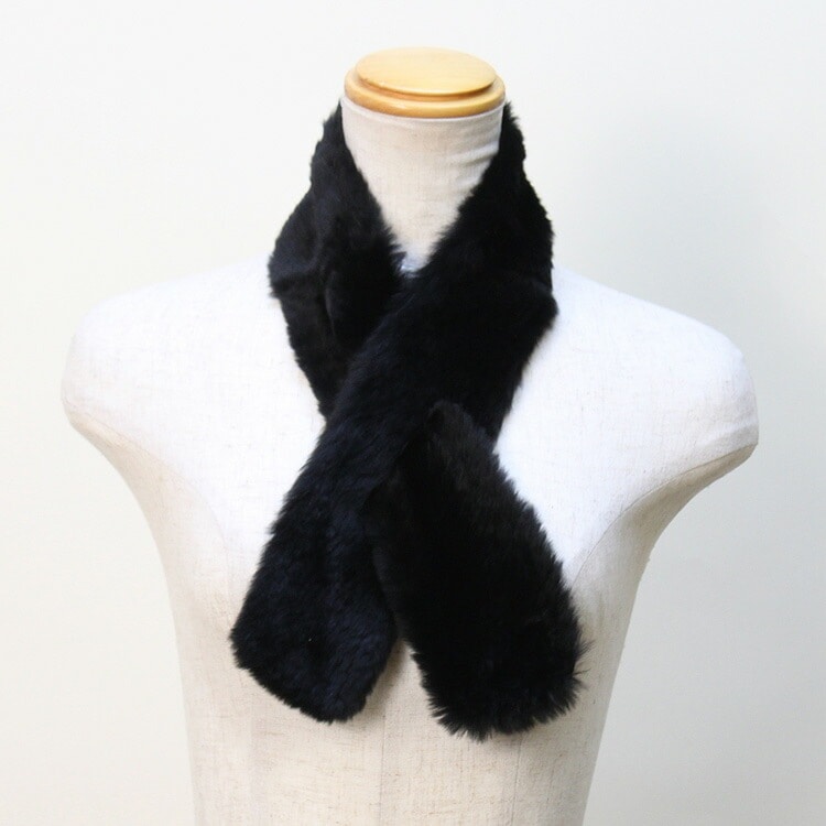 ヌートリア Wフェイス ファー マフラー ブラック 送料無料 レディース ギフト プレゼント