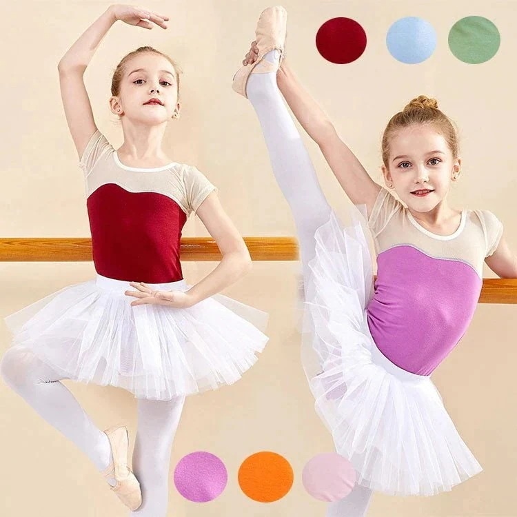 レオタード バレエレオタード ドレス バレエ キッズ ワンピース スカート付 上下セット 袖なし 女の子
