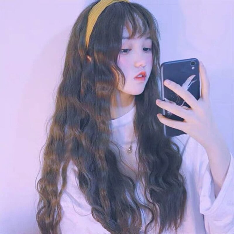 ウィッグ女性ロングカーリーヘアジヘアプリンセスカットコーンパーマロリータウールロールビッグウェーブブ