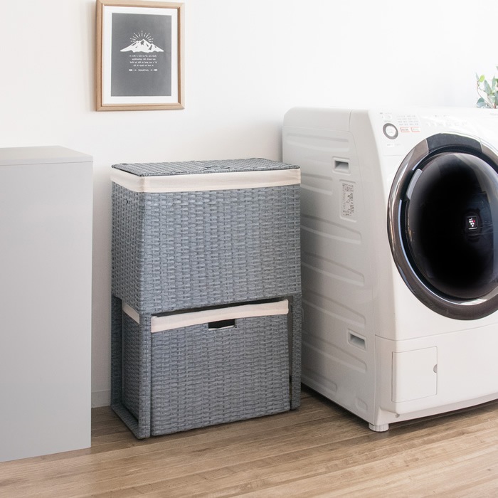 ランドリーボックス 脱衣所 洗面所 収納 分別 2段 RB-500-BL ブルー