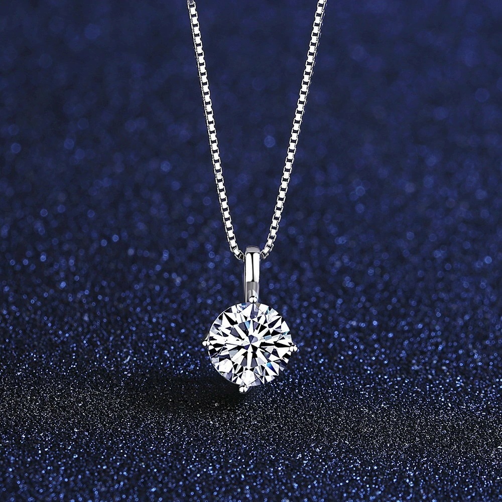 ネックレス レディース 1Carat モアサナイト シルバー925 引き輪 40+5cm アジャスタ
