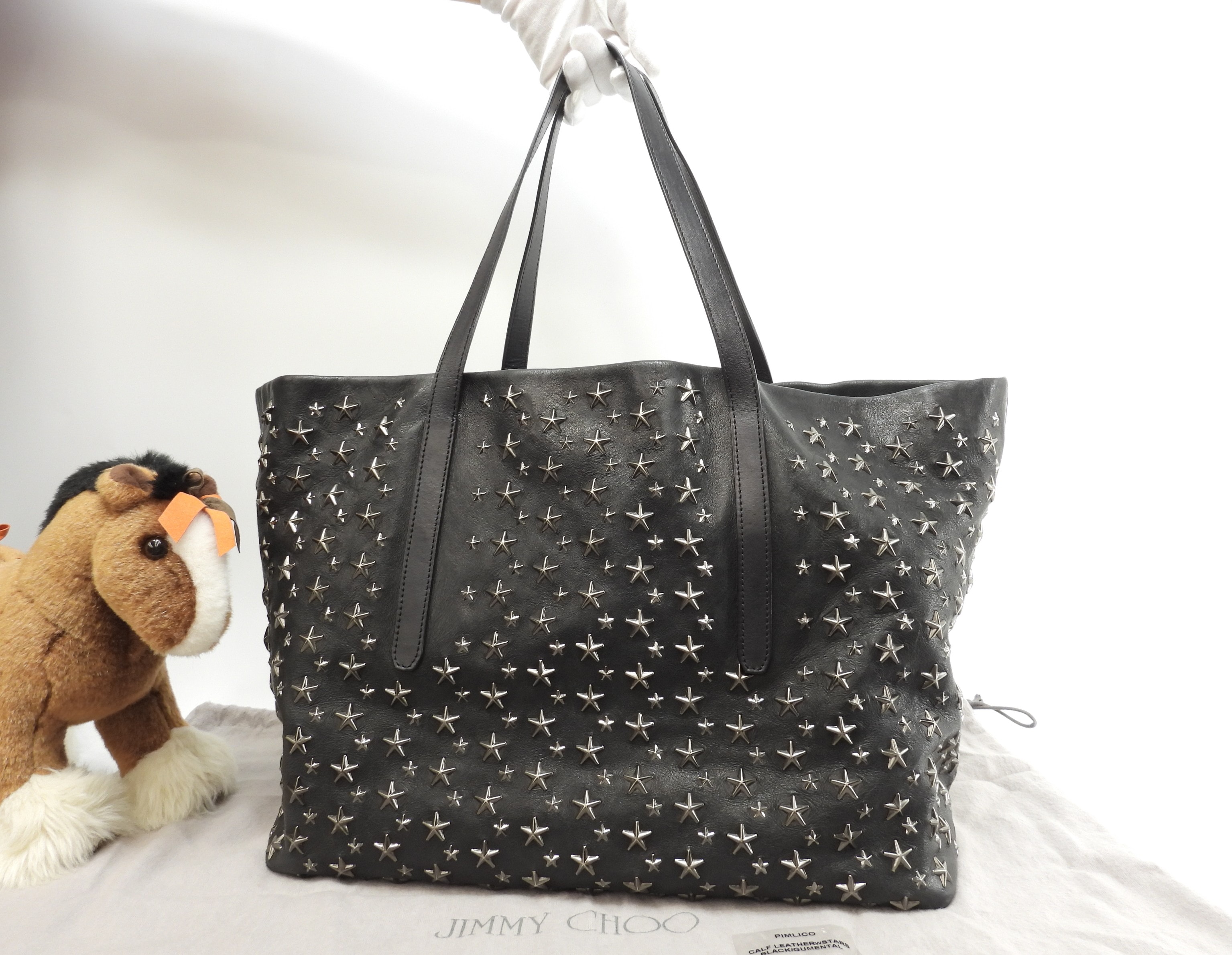 ピムリコ スタースタッズ レザー黒 メンズトートバッグ 美品@ 54