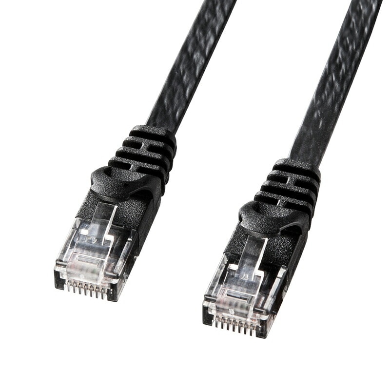 （まとめ買い）カテゴリ6フラットLANケーブル 15m ブラック LA-FL6-15BK [x3]