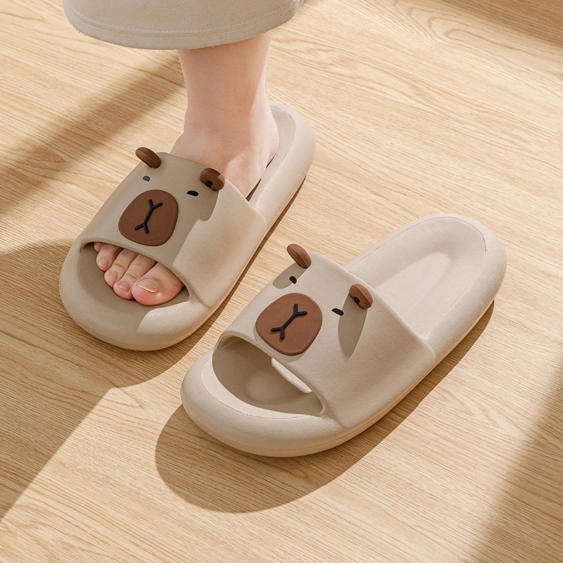 【超お得1つ買うと10個もらえる】夏の女性のための漫画カピバラスリッパはファッショナブルなバスルームを着ています r n1001-cauliqソフトカピバラ r n1002-ダークブラウン[qソフトカ