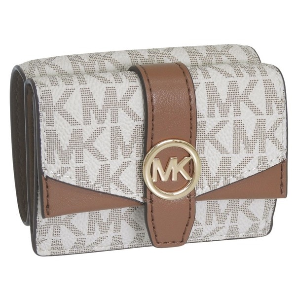 マイケルコース 財布 レディース 三つ折り財布 アウトレット ホワイト×ブラウン 35F5GGRD0B-150 MICHAEL KORS