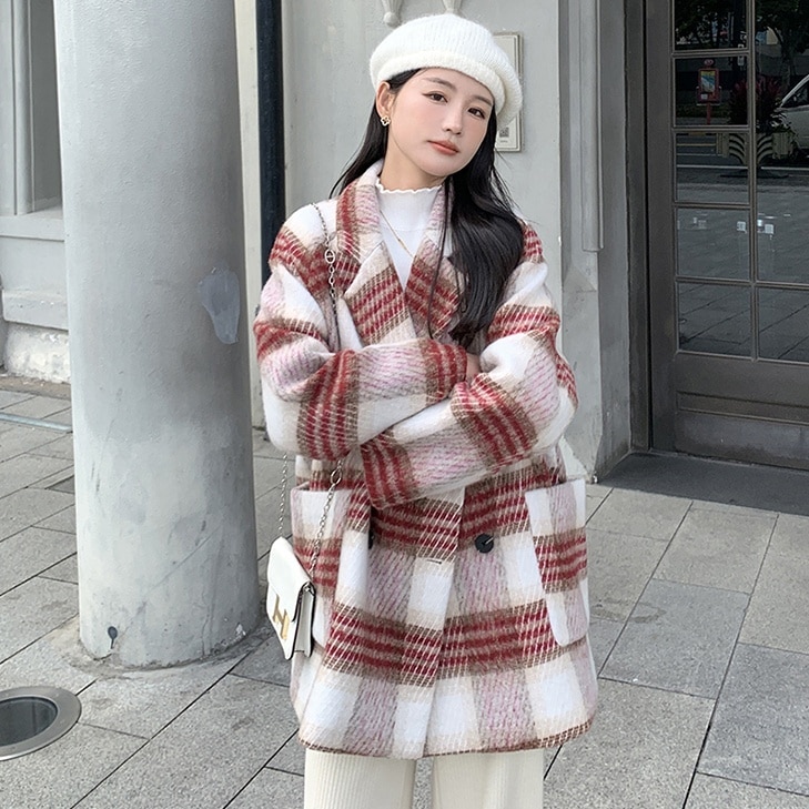 アウター コート ミディアム丈コート 長袖 襟付き ダブルボタン ポケット ミディアム丈 かわいい 大人可愛い きれいめ シンプル 上品 おしゃれ かっこいい カジュアル レトロ こなれ感 個性的