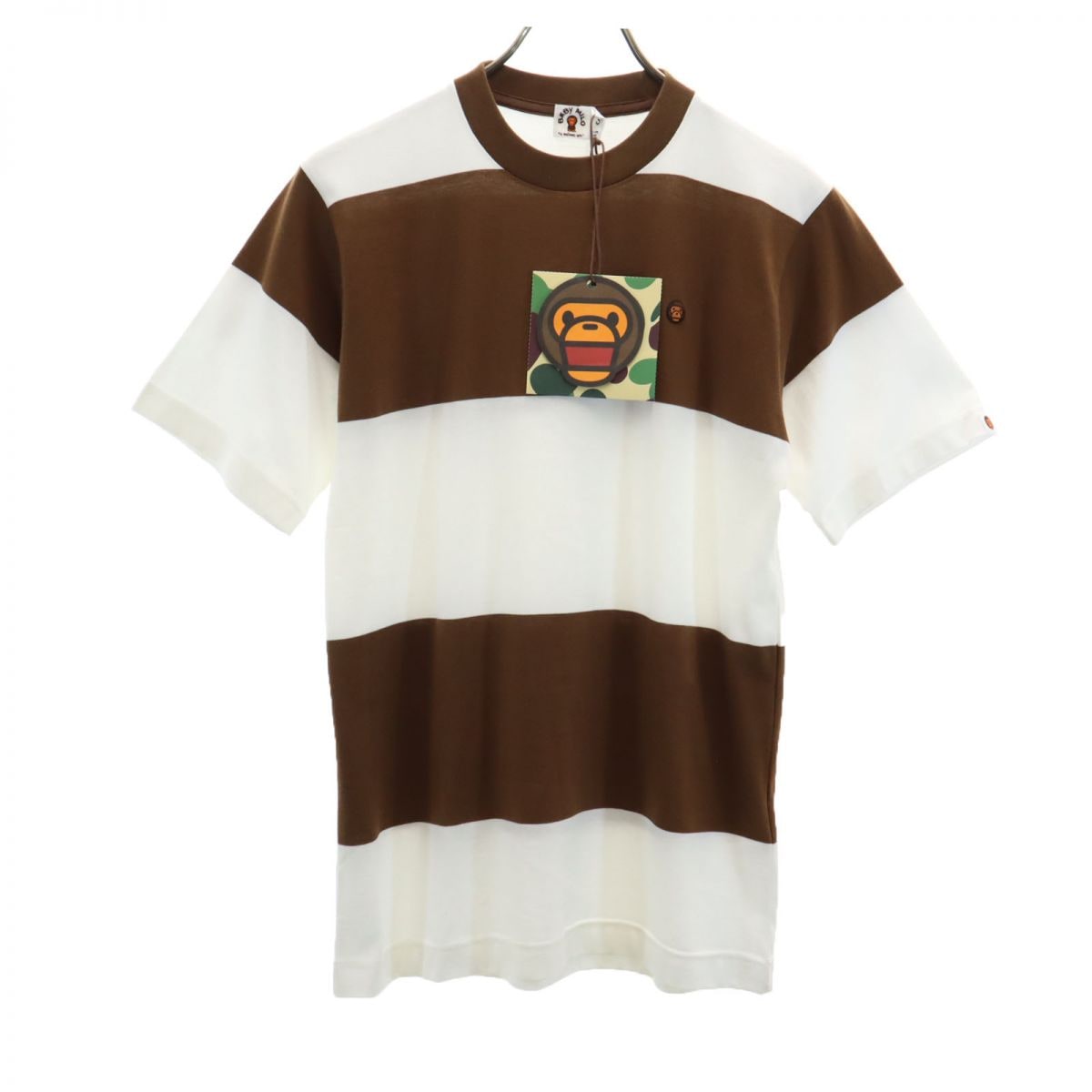未使用 日本製 半袖 Tシャツ S ブラウン×白 Baby Milo メンズ 8,190円